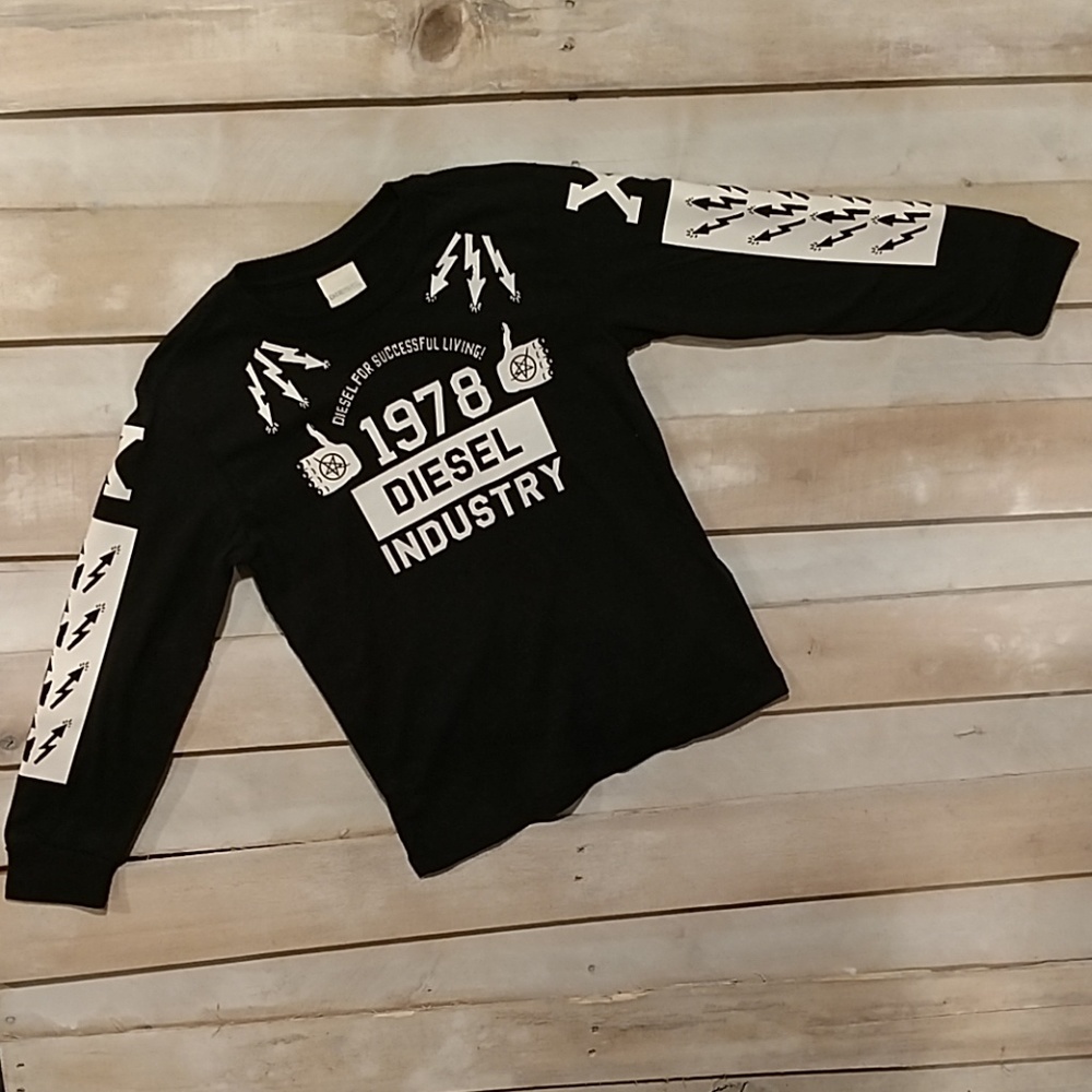 DIESEL long sleeve black and white top Sz7
